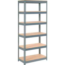 Extra Heavy-Duty Wood Deck Shelving, 6 Shelves, 36"W x 12"D x 84"H