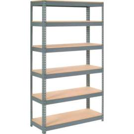 Extra Heavy Duty Shelving 48"W x 18"D x 72"H With 6 Shelves, Wood Deck, Gry