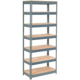 Extra Heavy Duty Shelving 36"W x 12"D x 96"H With 7 Shelves, Wood Deck, Gry
