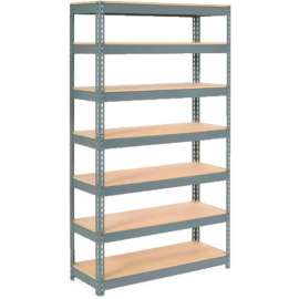 Extra Heavy Duty Shelving 48"W x 12"D x 96"H With 7 Shelves, Wood Deck, Gry