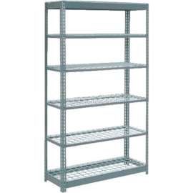 Heavy Duty Shelving 48"W x 24"D x 84"H With 6 Shelves - Wire Deck - Gray