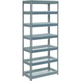 Extra Heavy Duty Shelving 36"W x 24"D x 96"H With 7 Shelves, Wire Deck, Gry