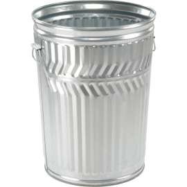 Witt Industries Outdoor Galvanized Steel Corrosion Resistant Trash Can, 20 Gallon, Silver