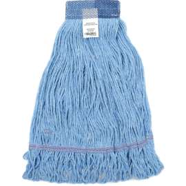 Global Industrial Medium Blue Looped Mop Head, Wide Band