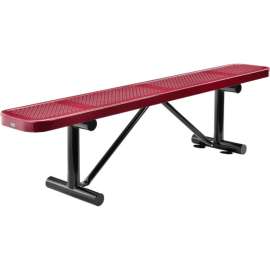 Global Industrial 6' Outdoor Steel Flat Bench, Perforated Metal, Red