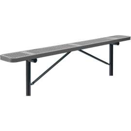 Global Industrial 8' Outdoor Steel Flat Bench, Perforated Metal, In Ground Mount, Gray