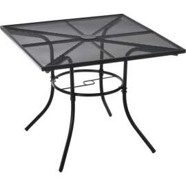 Interion 36" Square Outdoor Caf Table, Steel Mesh, Black