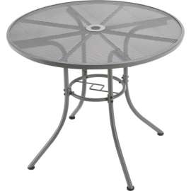 Interion 36" Round Outdoor Caf Table, Steel Mesh, Gray