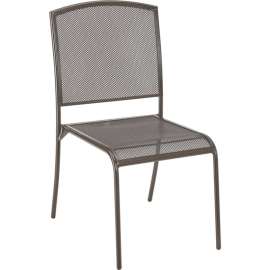Outdoor Caf? Armless Stacking Chair, Steel Mesh, Bronze, 2 Pack