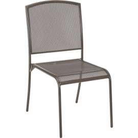 Outdoor Caf? Armless Stacking Chair, Steel Mesh, Bronze, 4 Pack