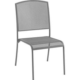 Outdoor Caf? Armless Stacking Chair, Steel Mesh, Gray, 4 Pack