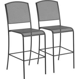 Interion Outdoor Bar Stool, Steel Mesh, Black, 2 Pack