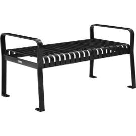Global Industrial 4' Outdoor Steel Slat Park Bench, Backless, Black