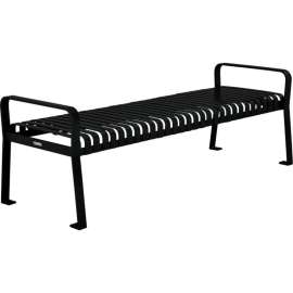 Global Industrial 8' Outdoor Steel Slat Park Bench, Backless, Black