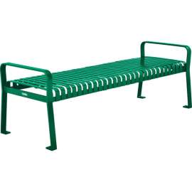 Global Industrial 8' Outdoor Steel Slat Park Bench, Backless, Green