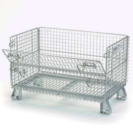 Folding Wire Container GJR5 32x20x21 1/2" Mesh Size 1000 Lb. Capacity