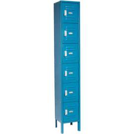 Global Industrial 6-Tier 6 Door Box Locker, 12"W x 12"D x 12"H, Blue, Assembled