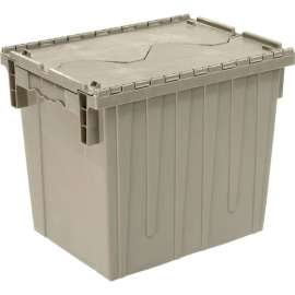 Global Industrial Plastic Attached Lid Shipping & Storage Container DC1813-15 18x13x15 Gray