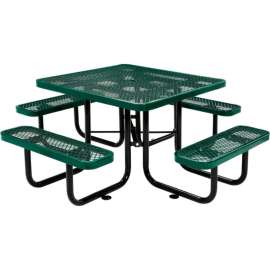 Global Industrial 46" Square Picnic Table, Expanded Metal, Green