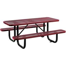 Global Industrial 6' Rectangular Picnic Table, Expanded Metal, Red