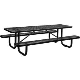 Global Industrial 8' Rectangular Picnic Table, Expanded Metal, Black