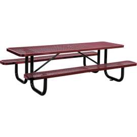 Global Industrial 8' Rectangular Picnic Table, Expanded Metal, Red