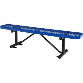 Global Industrial 6' Outdoor Steel Flat Bench, Expanded Metal, Blue