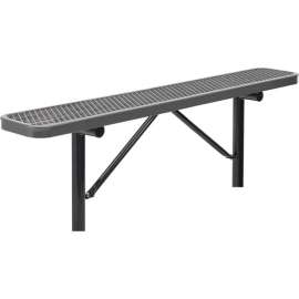 Global Industrial 6' Outdoor Steel Flat Bench, Expanded Metal, In Ground Mount, Gray