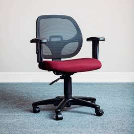 Interion Mesh Office Chair With Mid Back & Adjustable Arms, Fabric, Red