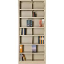 Interion All Steel Bookcase 36" W x 12" D x 84" H Putty 7 Openings