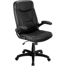 Executive Chair With High Back & Fixed Arms, Leather, Black