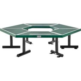 Global Industrial Hexagon Outdoor Tree Bench, Expanded Metal, Green