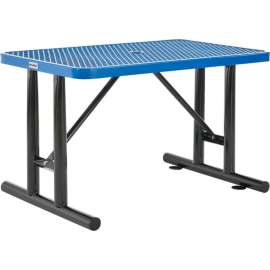 Global Industrial 4' Rectangular Steel Picnic Table, Expanded Metal, Blue