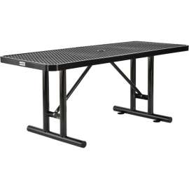 Global Industrial 6' Rectangular Steel Picnic Table, Expanded Metal, Black
