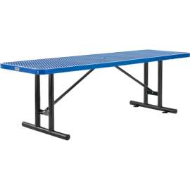 Global Industrial 8' Rectangular Steel Picnic Table, Expanded Metal, Blue
