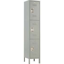 Global Industrial Infinity 3-Tier 3 Door Locker, 15"W x 18"D x 24"H, Gray, Unassembled