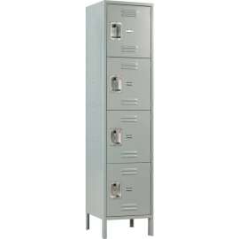 Global Industrial Infinity 4-Tier 4 Door Locker, 18"W x 21"D x 18"H, Gray, Assembled