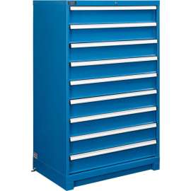 Modular Drawer Cabinet, 9 Drawers, w/Lock, 36"W x 24"D x 57"H, Blue
