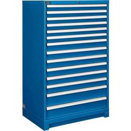 Modular Drawer Cabinet, 14 Drawers, w/ Lock, 36"W x 24"D x 57"H, Blue