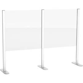 Cashier Shield 48"Wx24"H W/ Racetrack Base And Center Racetrack Base Silver