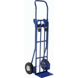 Global Industrial Steel 2-in-1 Convertible Hand Truck - Pneumatic Wheels - 600 Lb. Capacity