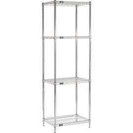 Nexel Shelving Wire Shelving Starter Unit, 24"W x 18"D x 74"H