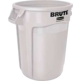 Rubbermaid Brute 1779740 Trash Container w/Venting Channels, 44 Gallon - White