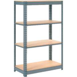 Heavy Duty Shelving 48"W x 24"D x 60"H With 4 Shelves - Wood Deck - Gray