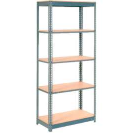 Heavy Duty Shelving 36"W x 24"D x 96"H With 5 Shelves - Wood Deck - Gray