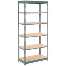 Heavy Duty Shelving 48"W x 18"D x 60"H With 6 Shelves - Wood Deck - Gray