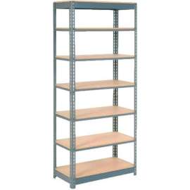 Heavy Duty Shelving 48"W x 18"D x 84"H With 7 Shelves - Wood Deck - Gray