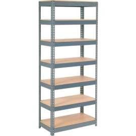 Extra Heavy Duty Shelving 36"W x 18"D x 84"H With 7 Shelves, Wood Deck, Gry