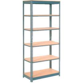 Heavy Duty Shelving 36"W x 18"D x 96"H With 6 Shelves - Wood Deck - Gray