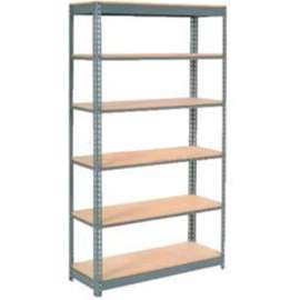 Heavy Duty Shelving 48"W x 12"D x 96"H With 6 Shelves - Wood Deck - Gray